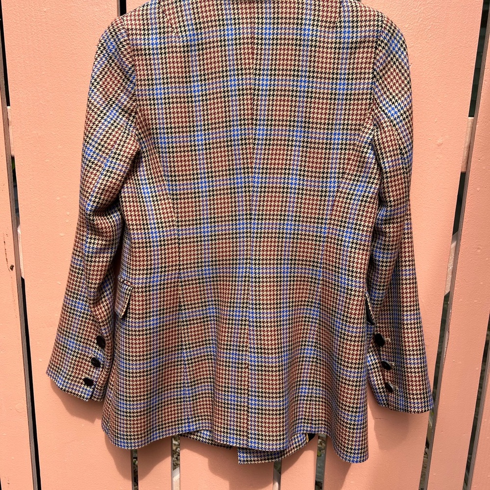 Double-Breasted Plaid Blazer Jacket - Brown Multi - Picture 10 of 10